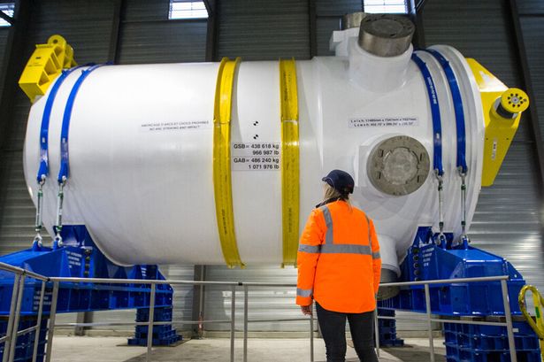 The first nuclear reactor completed for the Hinkley Point C nuclear power plant in Somerset