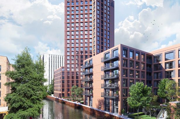CGI of the Lancaster Wharf residential development in Princip Street, Birmingham